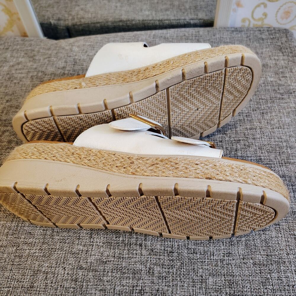 BKWHDAY White Adjustable Strap Wedge Sandals – Women’s 7.5 (Runs Big) - Picture 5 of 6